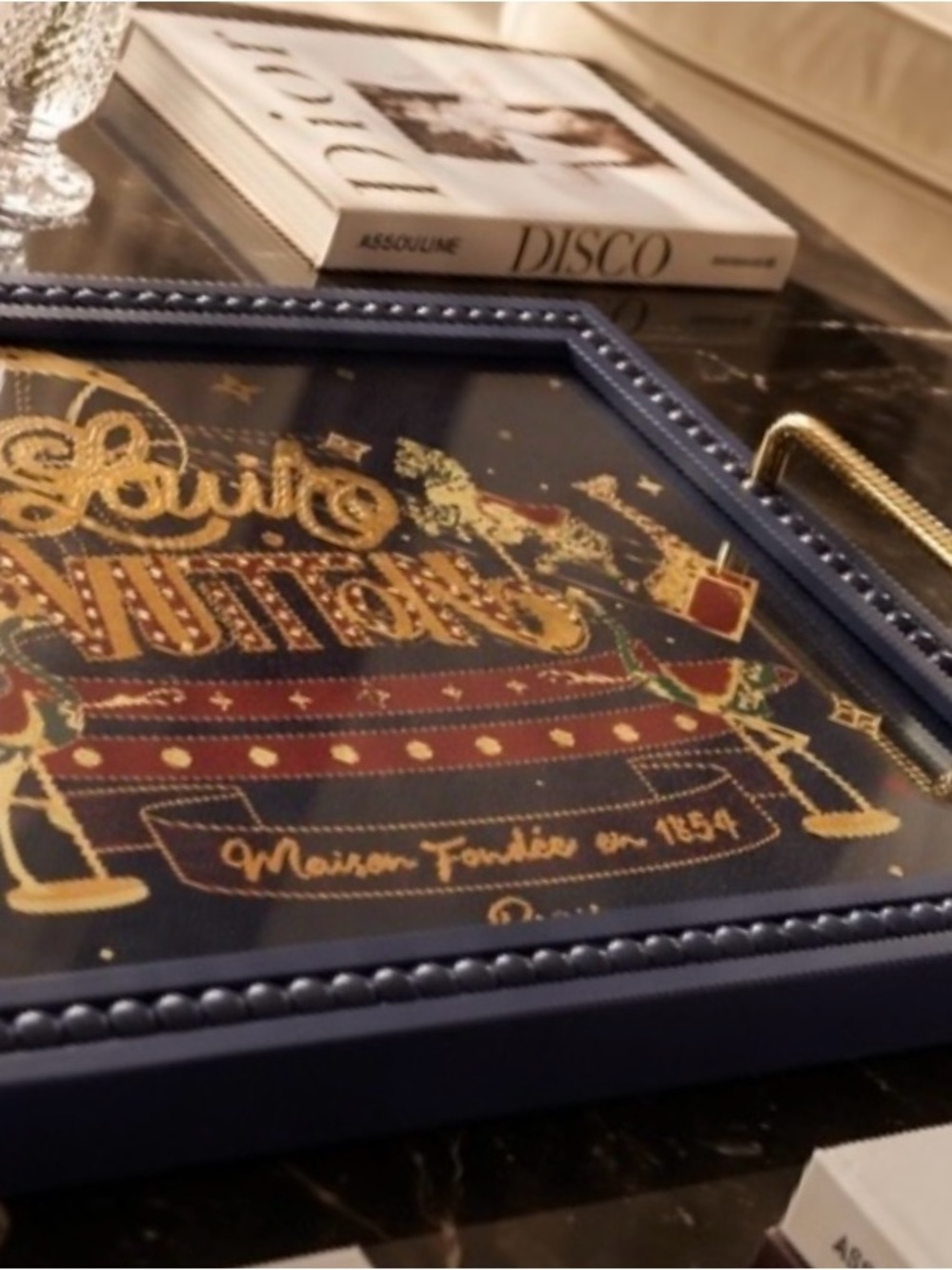 Decorative Serving Tray in Black & Gold Like New - Picture 2 of 4